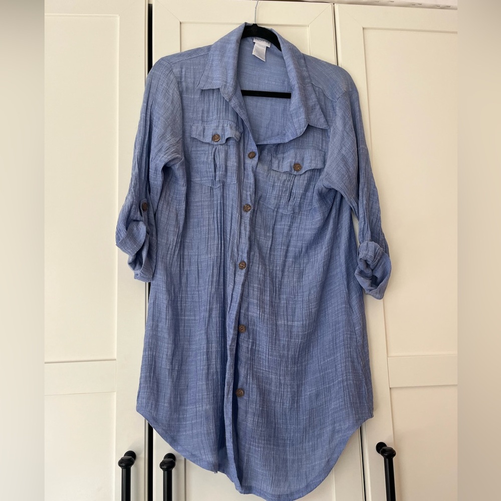 Dotti Long Linen Shirt / Beach Cover Up
